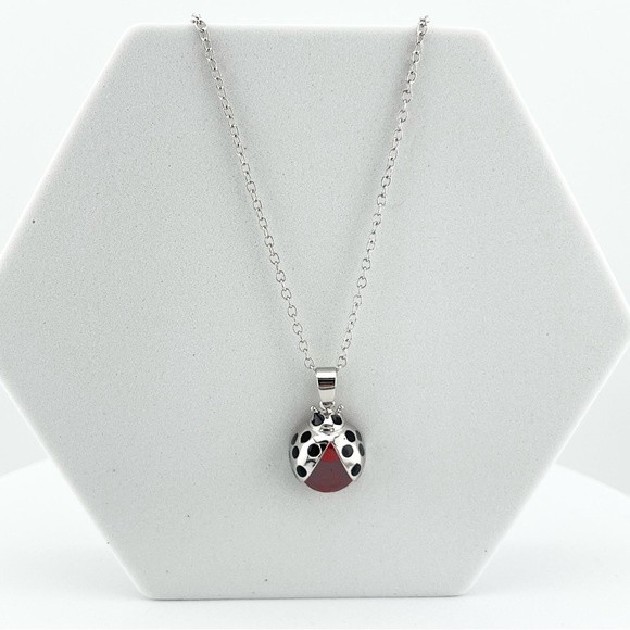 Swarovski Crystal Ruby Red Ladybug Necklace Silver - Picture 3 of 9